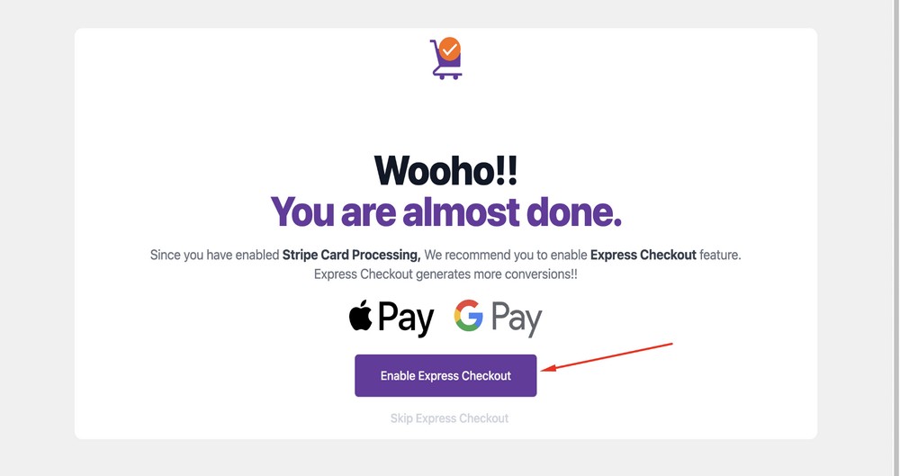  the Enable Express Checkout button