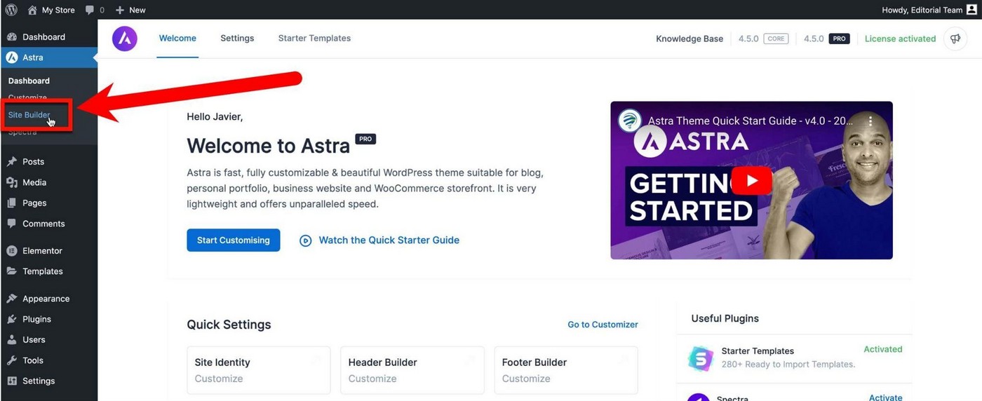 Astra 4.5 Site Builder