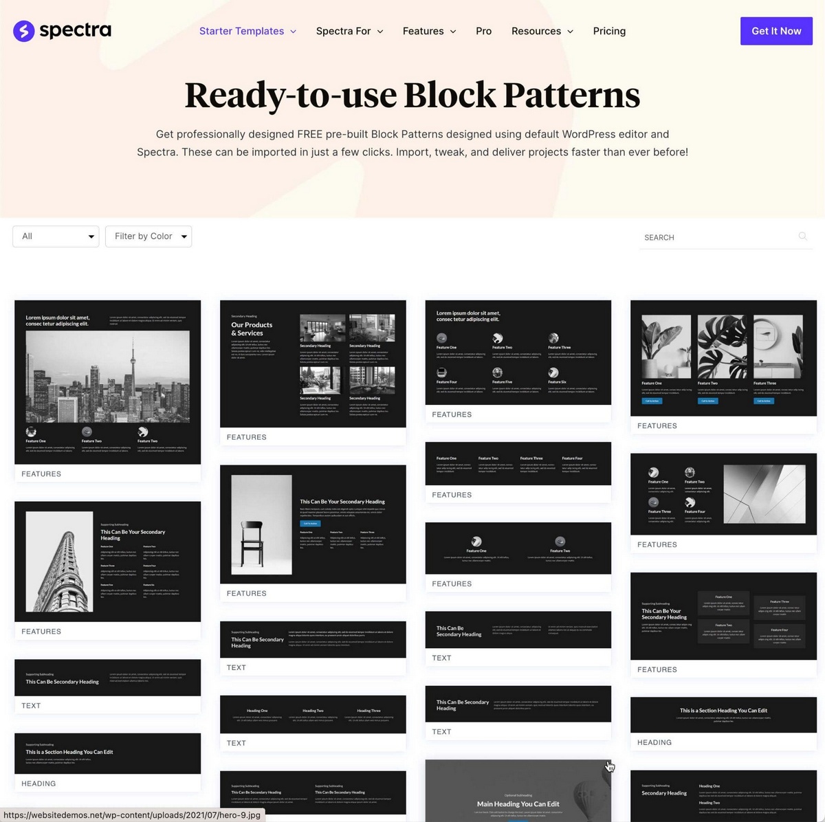 página de patrones de bloques