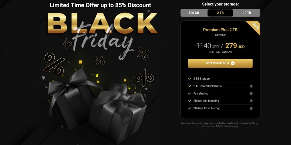 pcloud black friday web page design