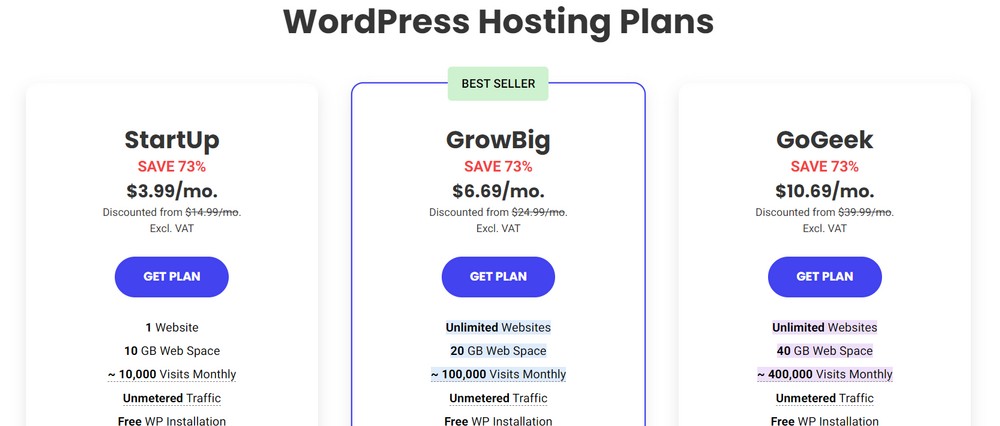 SiteGround hosting plans