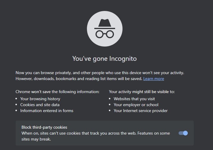 Check Using Different Browsers and Use Incognito Mode