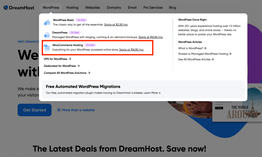 dreamhost web host homepage