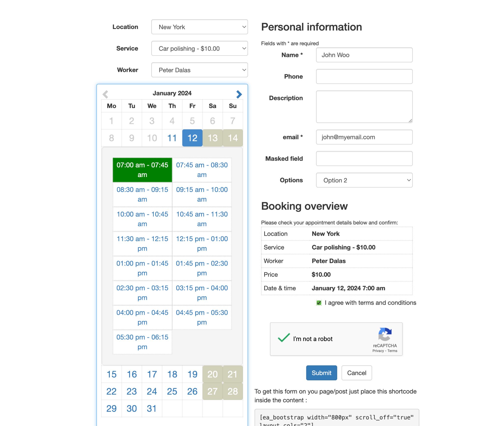 easy appointments booking plugin