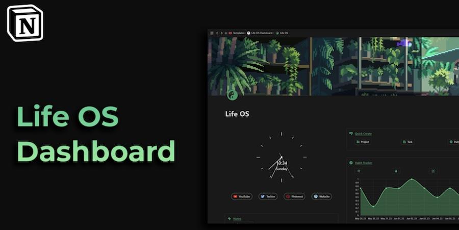 life os dashboard notion template