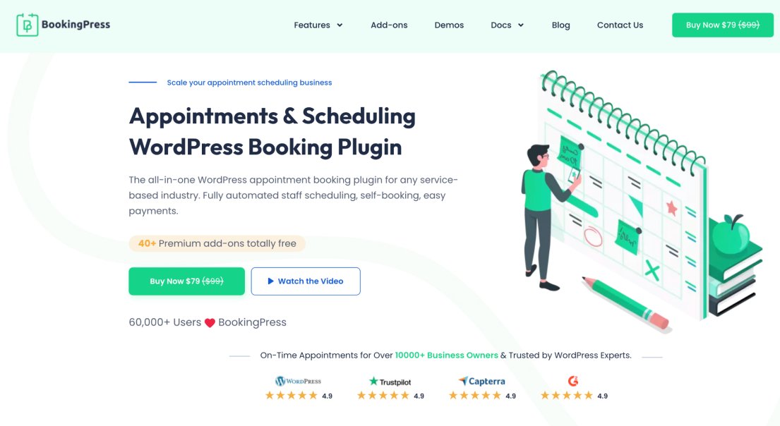 booking press homepage