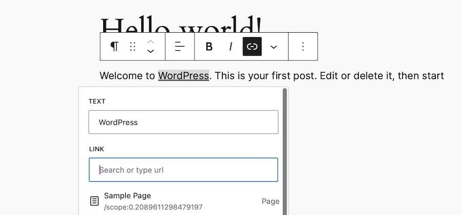 wordpress link control icons