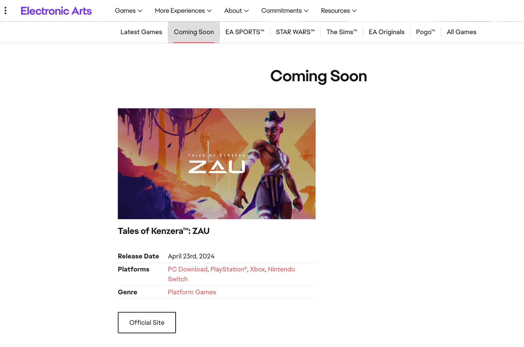 electronic arts coming soon page