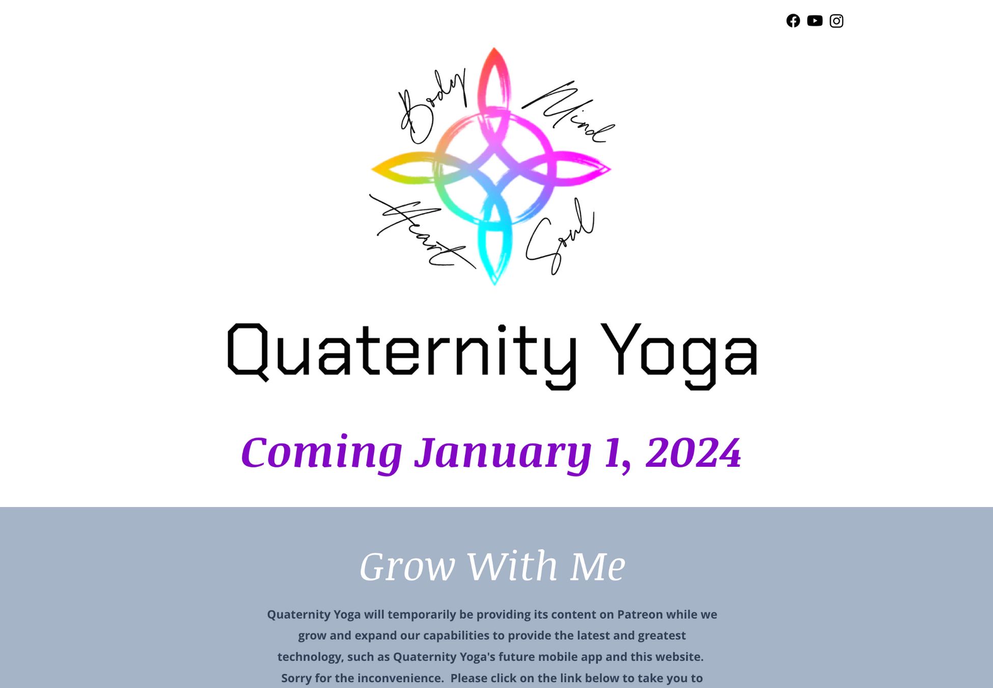 quaternity yoga coming soon landing page