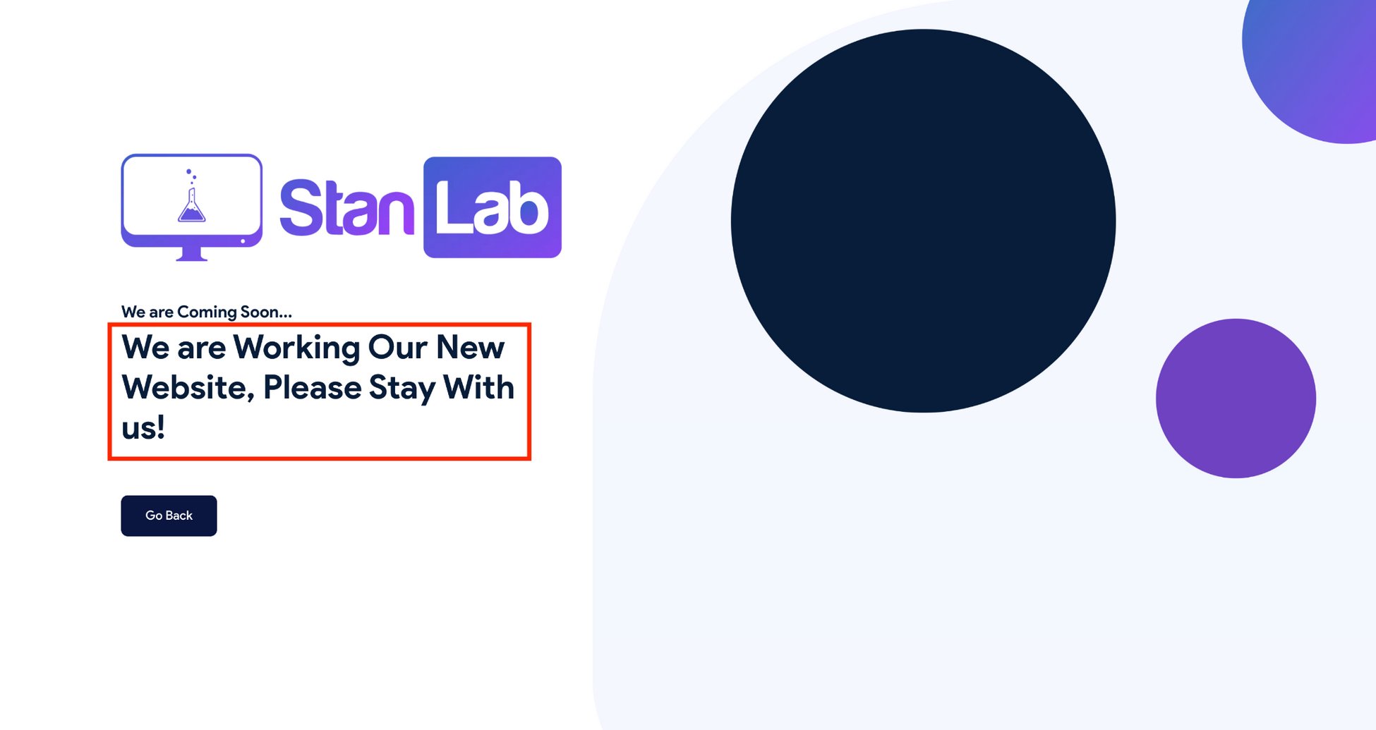 stan lab coming soon page