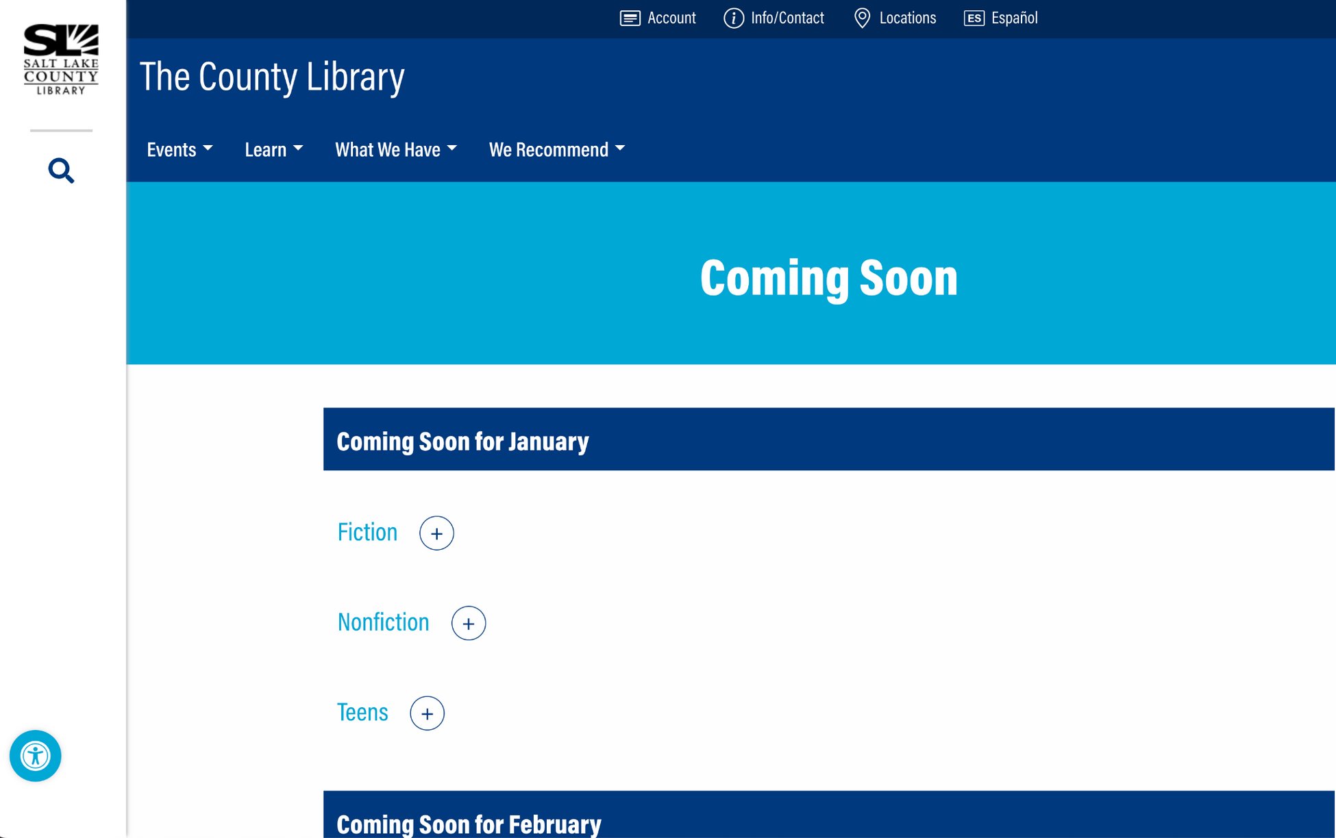 the county library coming soon page