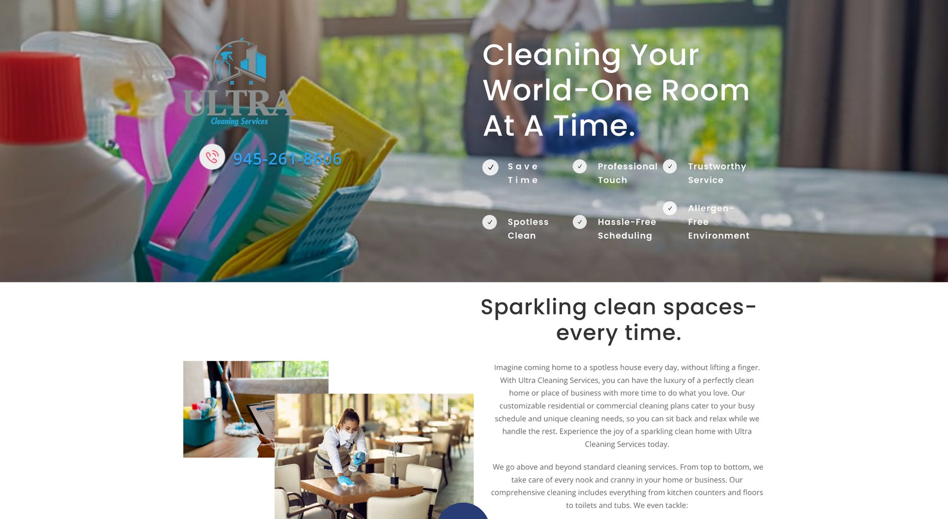 ultra cleaning services homepage