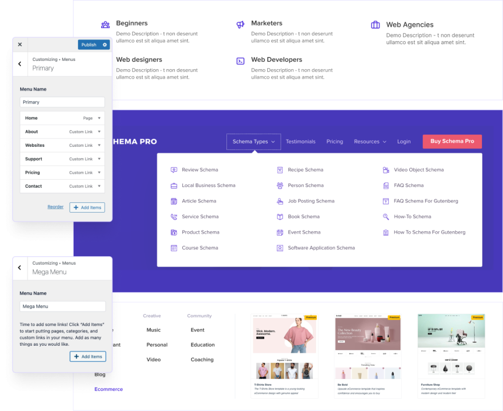 Customizable Mega Menus