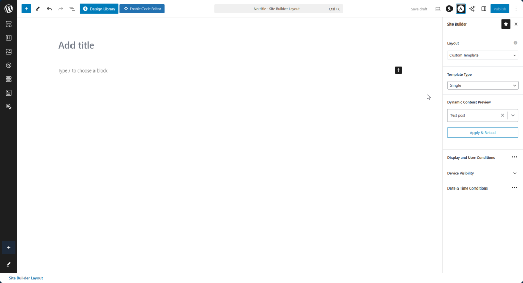 Single Post Template Using Site Builder