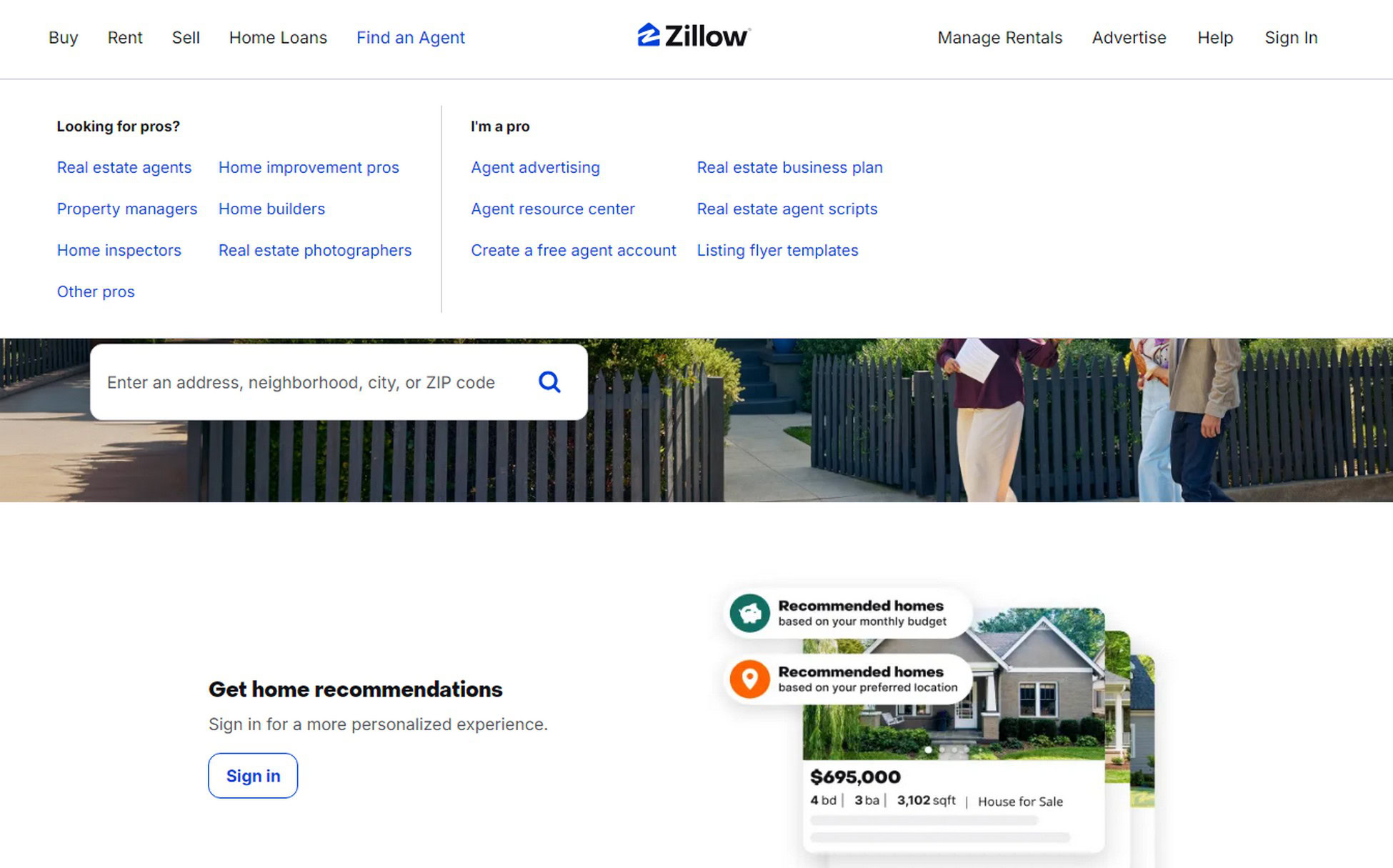 zillow-mega-menu