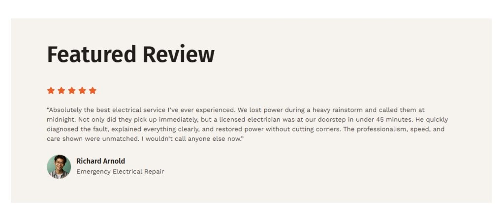 Testimonials section