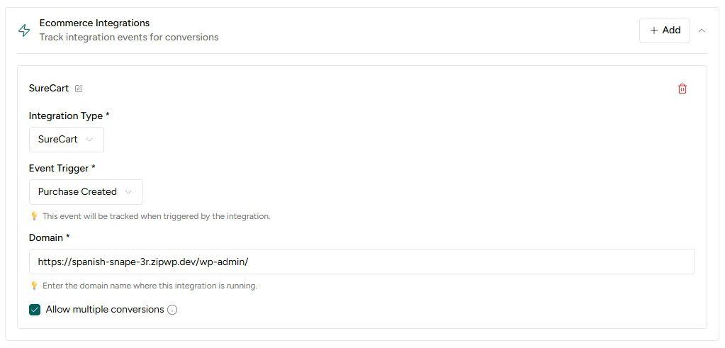 Add a purchase goal so Sigmize tracks each version