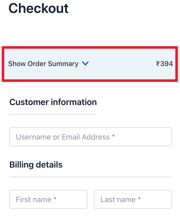 Show Order Summary - Modern Checkout Layout