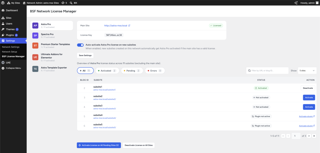 BSF Multisite License Manager — Setup & Usage Guide screenshot 2026 06 18 at 1.27.25 pm