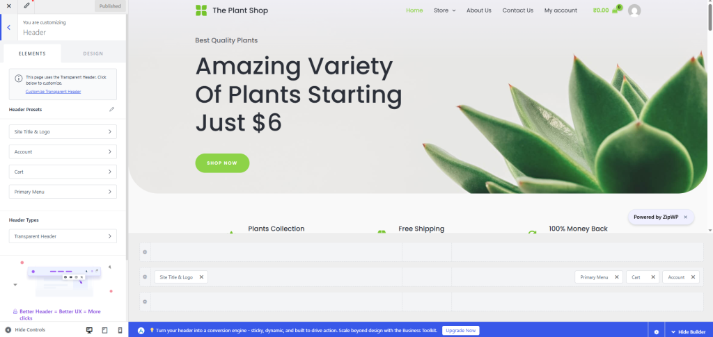Astra Header Builder