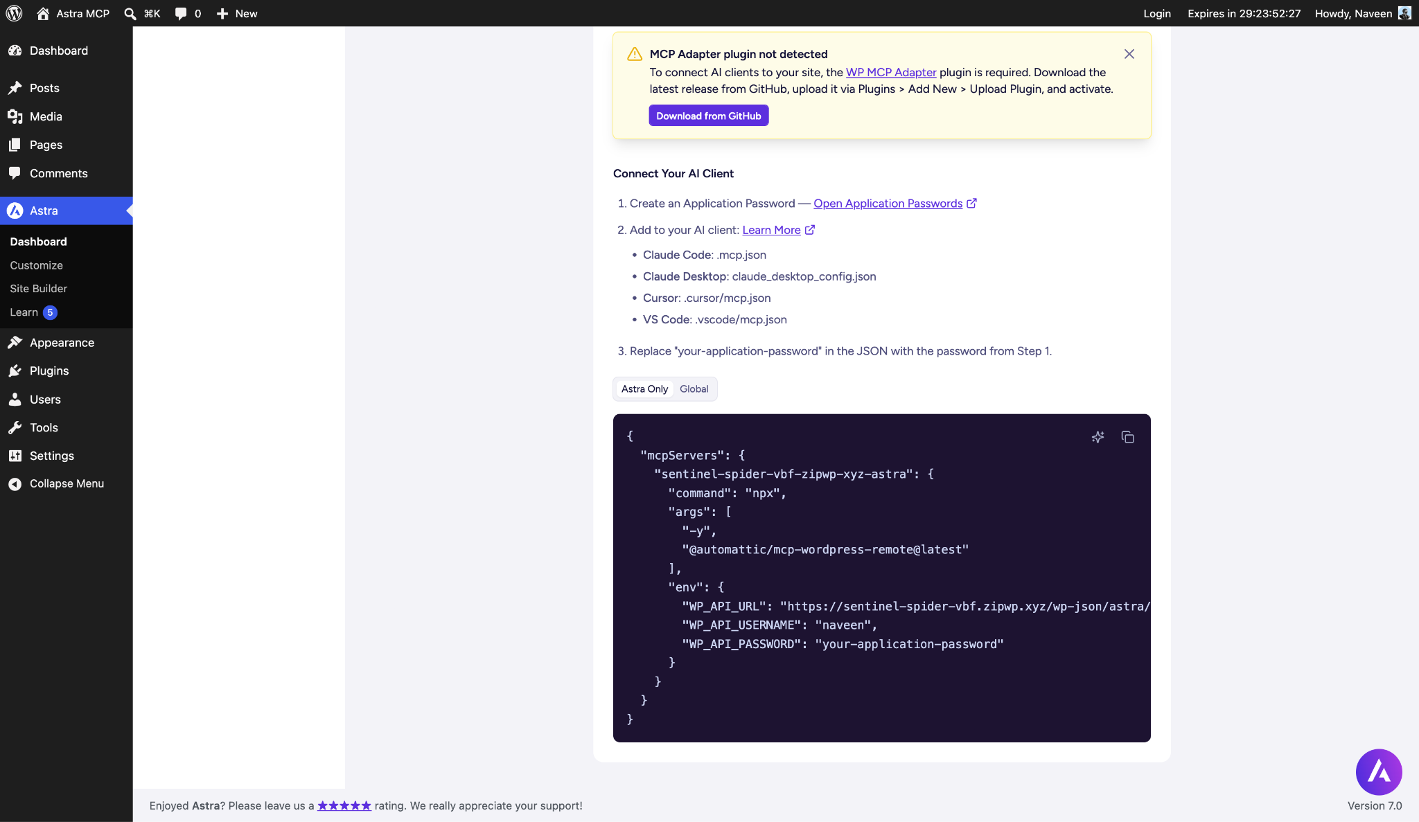 Code snippet with JSON data