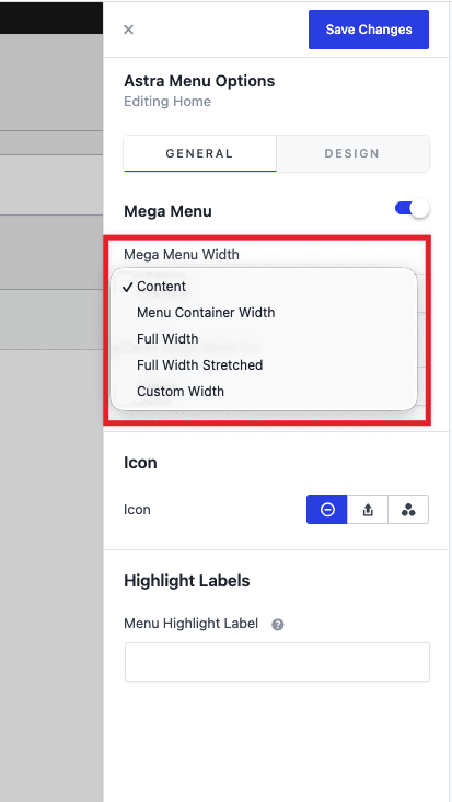 Troubleshooting - Mega Menu Alignment Mega menu width options
