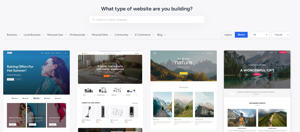 astra vs oceanwp starter templates