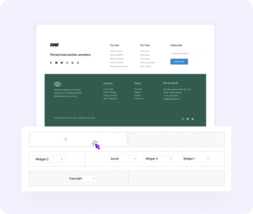 built modern footers with different layers built modern footers with different layers