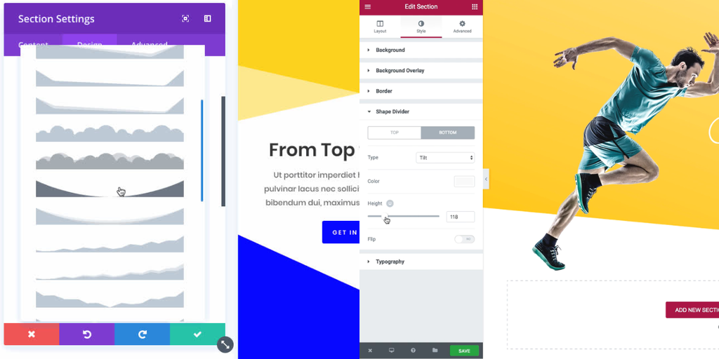 shape divider divi and elementor